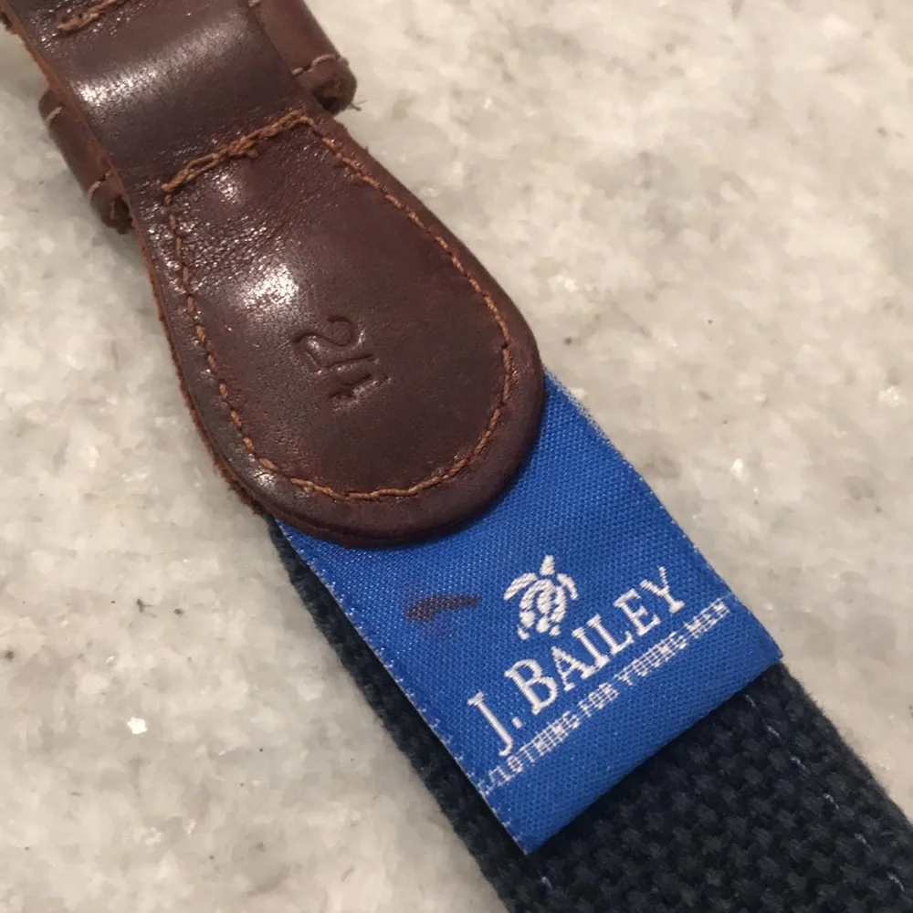J Bailey Shark Belt Boys 24 Canvas Leather Blue Preppy Golf Tennis School Church